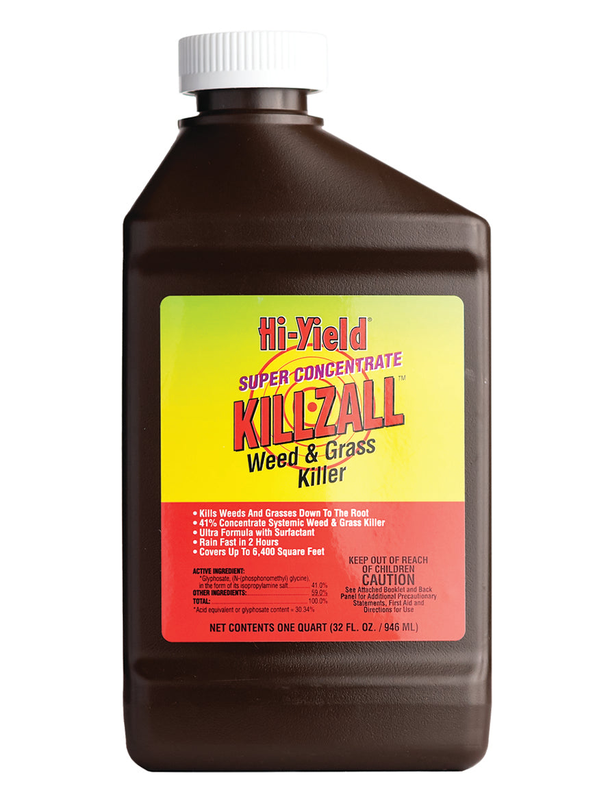 Bottle of herbicide concentrate, 32 oz, containing 41% glyphosate, used for targeted weed and plant treatment