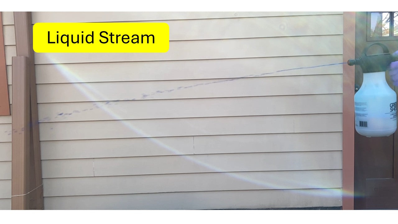 Demonstration of hand-held large dispenser releasing a controlled liquid stream